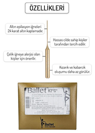 Ballet 1 Adet K2 Altın Epilasyon Iğnesi Orijinal K2 Gold Iğne