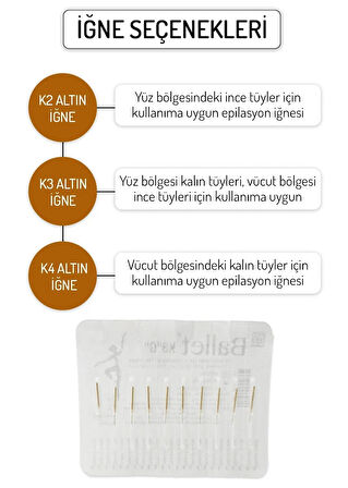 Ballet 1 Adet K4 Altın Epilasyon Iğnesi Orijinal K4 Gold Iğne