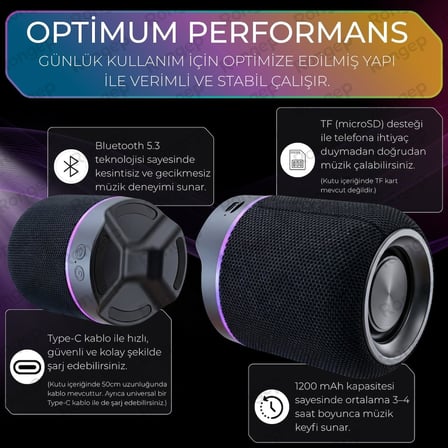 Rongep Taşınabilir Bluetooth Hoparlör Sound-Twin 10W TWS Stereo [Manyetik Özellikli] İki Parçaya Ayrılabilen RGB Işıklı IPX6 Suya Dayanıklı Type-C Şarjlı Kablosuz Speaker (Siyah)