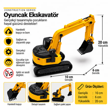 Le Fan Oyuncak Ekskavatör – Hareketli Kepçeli Inşaat Aracı
