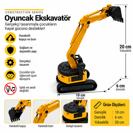 Le Fan Oyuncak Ekskavatör – Hareketli Kepçeli Inşaat Aracı