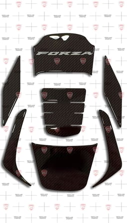 2018-2020 NSS250 Forza Tank Pad Set Karbon Desen Beyaz-Siyah