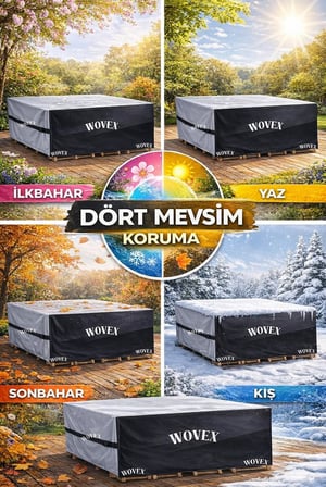 Gri Siyah Kombinasyonlu Bahçe Masa Mobilya Brandası,Teras Koltuk Branda,Su Geçirmez UV Korumalı, Mobilya Örtüsü,Dış Mekan Veranda Masa Örtüsü,Masa ve Sandalye Koruma Kılıfı (260x160x80cm)
