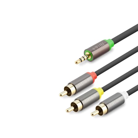 Evimdeyokyok 3.5mm To 3RCA Ses ve Görüntü Kablosu, Altın Kaplama, 3 Metre, Siyah