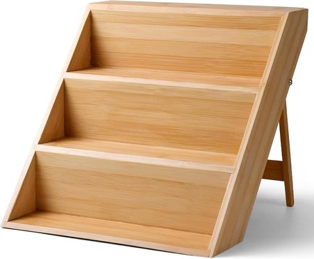 Bambu 3 Katlı Katlanabilir Baharat Standı | Çekmece İçi Kullanıma Uygun Baharatlar İçin Organizer (Kavonozlar ve Aksesuarlar Dahil Değildir)
