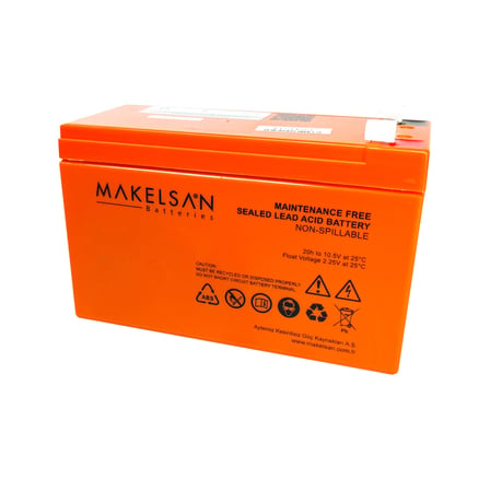 MAKELSAN 12V 9Ah, Bakımsız, Kuru Akü. UPS için Uygundur.