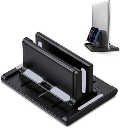 Ayarlanabilir Çok Amaçlı Telefon Tutuculu Laptop Notebok Macbook için Dikey Stand-AL4495 (Siyah)