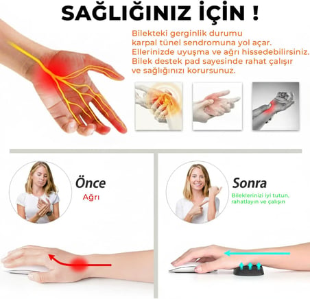 Ortopedik Klavye Bilek Destek Kaydırmaz Taban Ergonomik Klavye Önü Bilek Destek Pedi - AL5372