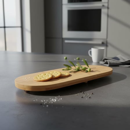 Ayaklı Bambu Sunum Tabakları, Ayaklı Bambu Sunumluk, Kek, Börek, Çörek ve Çikolata Sunum Tepsisi Yuvarlak Kenarlı Oval Sunumluk (32xm*12cm*1,5cm)