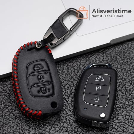 Alisveristime Deri Anahtar Kılıfı (Hyundai i20, i30, i35, ix20, ix35 ile Uyumlu)