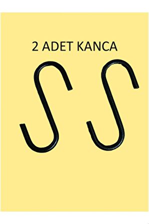 2 Adet, Siyah Renk, 7,5 Cm, Metal Kanca, S Kanca, Es Kanca, Banyo Kanca, Demir Kanca