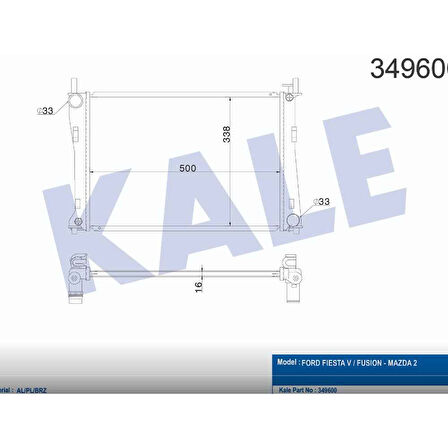 RADYATÖR SU FIESTA V 01-08 / FUSION 02-10 / 1.25-1.4-1.6-1.4 16V-1.6 16V M-T MEKANİK