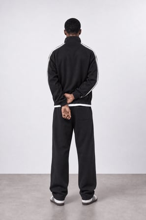 Erkek Essentials Şerit Detaylı Doubleface Eşofman Takımı Siyah