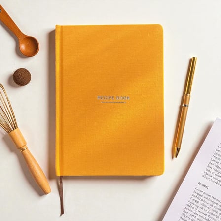 Tarif Defteri – A5 Boyutunda Sert Kapaklı 100+ Tariflik Recipe Journal, Ölçü Tablosu, Not Alanı, İndeks ve Şef Soruları (Sarı)
