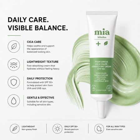 MIA KLINIKA Tiger Grass Tone-Correcting SPF 50+ Yüz Kremi 30ml
