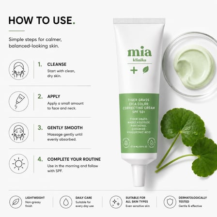MIA KLINIKA Tiger Grass Tone-Correcting SPF 50+ Yüz Kremi 30ml
