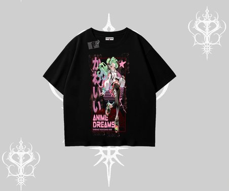 Oversize Tshirt Anime Kawaii Japon Kız Desenli
