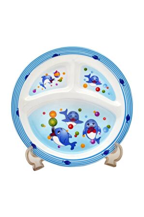 Bebek Mama Tabağı Yunus Formlu 5 Li Set Melamin Oval