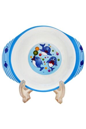 Bebek Mama Tabağı Yunus Formlu 5 Li Set Melamin Oval