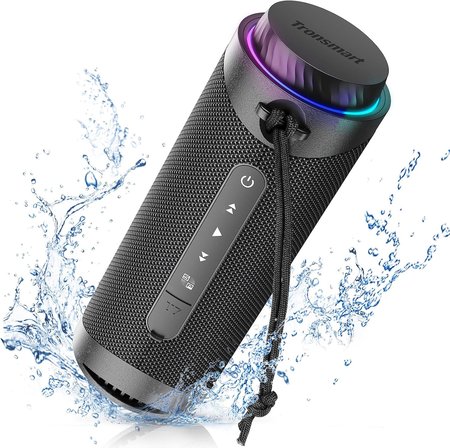 T7 Taşınabilir Bluetooth Hoparlör 360° Surround Ses, Uygulama Üzerinden Özel EQ, IPX7 Su Geçirmez, Çift Eşleştirme, LED Işık, Bluetooth 5.3, Döner Ses Kontrolü, Micro SD/TF Kart