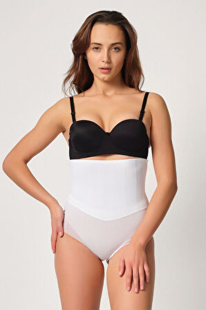 BEYAZ MI Emay 2945 Tül Karyokalı Slip Lazer Korse