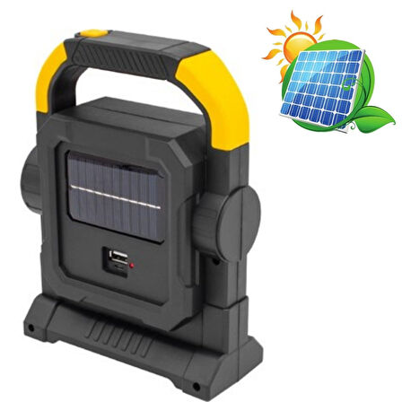 CT-STONES® HelloCloud Şarjlı Solar LED Çalışma Işığı | USB Çıkışlı Taşınabilir Projektör Lamba