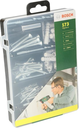 Bosch Professional Accessories Bosch Diy 173 Parça Aksesuar &amp; Sabitleme Seti, Matkap ucu, Vidalama ucu, Vida, Dübel, Üniversal Tutucu, Yeşil