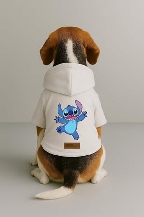 Baskılı İçi Polarlı Köpek Ve Kedi Kıyafeti &amp; Elbisesi - Beyaz Renk Kapüşonlu Hoodie Bfa31 2Xl