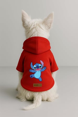 Baskılı İçi Polarlı Köpek Ve Kedi Kıyafeti &amp; Elbisesi - Beyaz Renk Kapüşonlu Hoodie Bfa31 2Xl