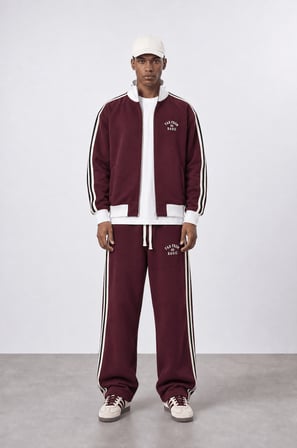 Erkek Far From Basic Şerit Detaylı Doubleface Eşofman Takımı Bordo