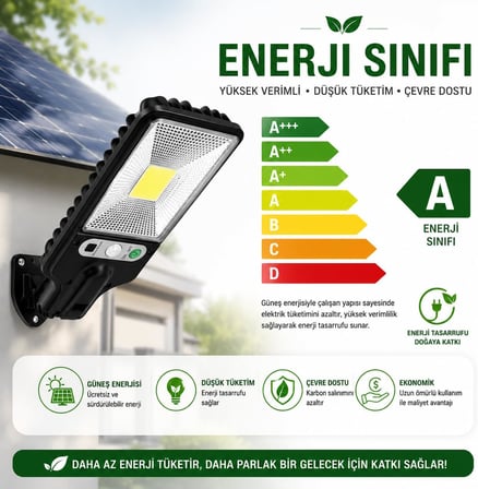 Güneş Enerjili 30 COB LED Dış Mekan Duvar Lambası