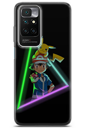 Xiaomi Redmi 10 uyumlu Pokemon 26 Şeffaf Ash Ketchum Neon
