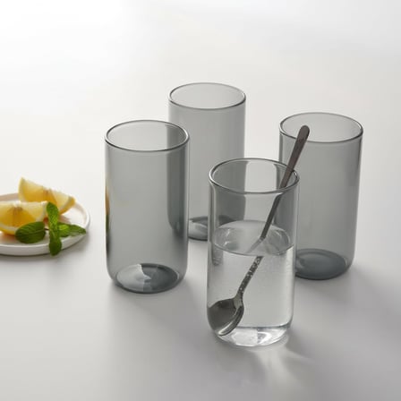 4'lü Borosilikat Cam Bardak Seti - 460 ml Büyük Boy Isıya Dayanıklı Renkli Meşrubat ve Kahve Bardağı - Kurşunsuz Ekolojik (4 Adet) Amber (Bal Rengi) ve Füme Renk Seçenekleri (FÜME - 4 ADET)