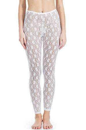 Derya Kurşun Dantelli Kadın Tayt 419