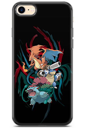 Apple iPhone 7 uyumlu Pokemon 31 HQ Baskı Blastoise Charizard Venusaur