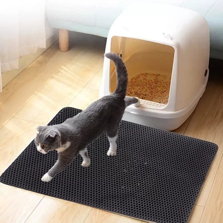 42x59 cm Kedi Tuvalet Önü Paspası – Çift Katmanlı Kedi Kumu Elekli Paspas, Kedi Kumu Süzgeci, Yıkanabilir ve Kaymaz Tabanlı Kedi Tuvalet Paspası