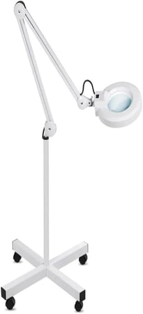 Ayaklı Tekerlekli Loop Led Işıklı Büyüteç 2023 Model 120 Led'li 5x
