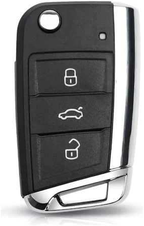 AutoHan Keys Volkswagen için Krom Kaplama Anahtar Kumanda Kabı, 3 Düğmeli Katlanabilir Anahtar Koruma Kılıfı, Siyah