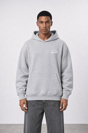 Erkek Served Cold Baskılı Oversize Hoodie Melanj