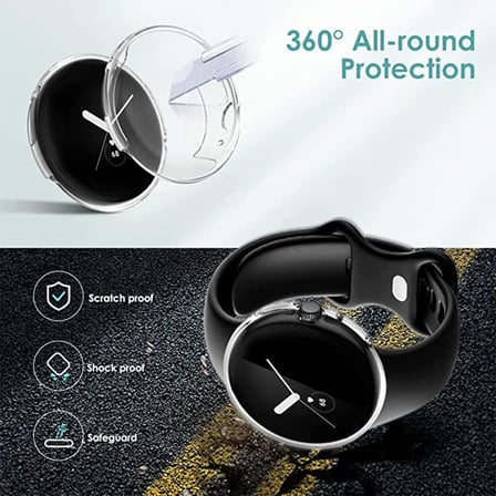 Google Pixel Watch Önü Kapalı Silikon Kılıf AL3173 (Gümüş)