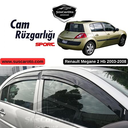 Renault Megane 2 Hb 2003-2008 Uyumlu Mugen Cam Rüzgarlığı Seti Piano Black 4'lü İthal