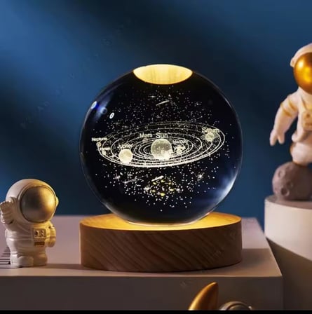 MR 3D Kristal Cam Küre, Ahşap Soketli Gece Lambası,LED, sevgiliye hediye, Noel, Öğretmenler Günü, Özel Tasarım Harika bir hediye (Gezegenler)