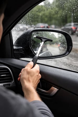 Busstier Çok Fonksiyonlu Araba Dikiz Aynası Sileceği 1 Metreye Kadar Uzayan Teleskopik Uzun Saplı Cam Buğu Temizleyici Katlanabilir Oto Ayna Silecek Araç İçi Görüş Netleştirici Su Silecek Aparatı