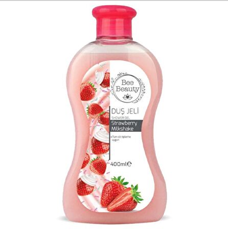 Bee Beauty Strawberry milkshake Çilek Aromalı Nemlendirici Tüm Ciltler İçin Kalıcı Kokulu Duş Jeli 400 ml