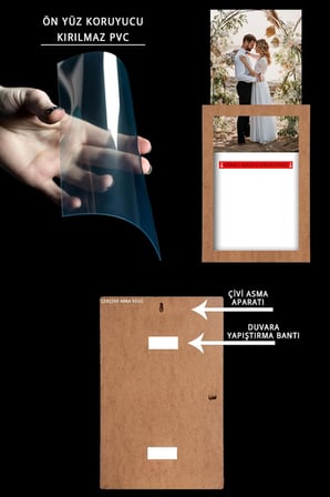 yhfoto 5 Adet 30x30 Çerçeve Ahşap Beyaz Şeritli Fotoğraf Mdf Çerçeve Kare Çerçeve Kahverengi 30 x 30