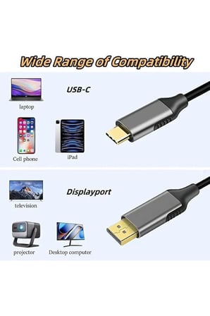 K01E Type-C To Display Port Dp 4K Hd 60Hz Görüntü Aktarım Kablosu