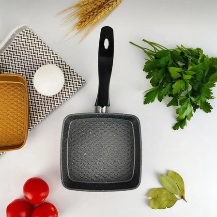 Yanmaz Yapışmaz Granit Kaplama Döküm Mini Tava (KARE)