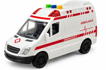 Duman Işıklı ve Sesli Sürtmeli Oyuncak Ambulans 17 cm