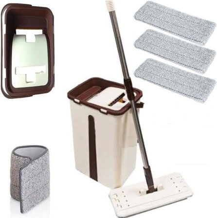 Yeni Nesil Microfiber Tablet Mop 3 Paspaslı Temizlik Seti 2 hazne