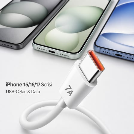 Bowie 120W 7A USB-C Hızlı Şarj Data Kablosu iPhone 15 iPhone 16 iPhone 17 Serisi
